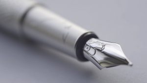First Edition Fountain Pen with gold nib, rhodium-plated