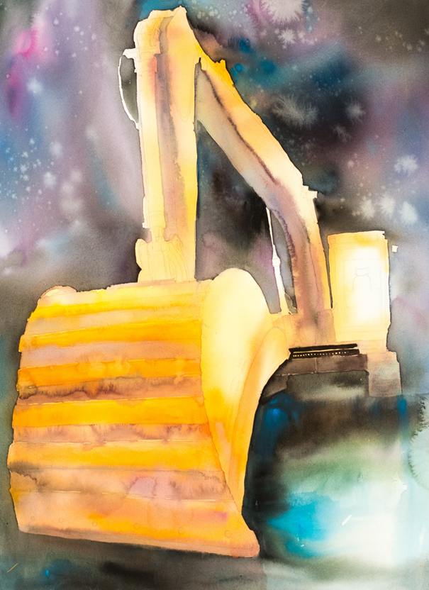 Bagger Aquarell von Marina Abramova auf Hahnemühle Aquarellpapier