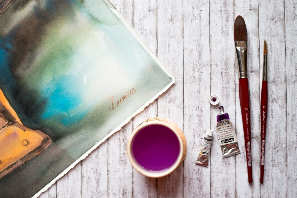Hahnemühle Echt-Bütten Aquarell Papier Leonardo und Schmincke Horadam Aquarellfarben
