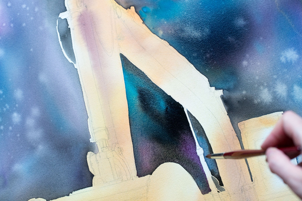 Aquarell Negativtechnik auf Hahnemühle Leonardo